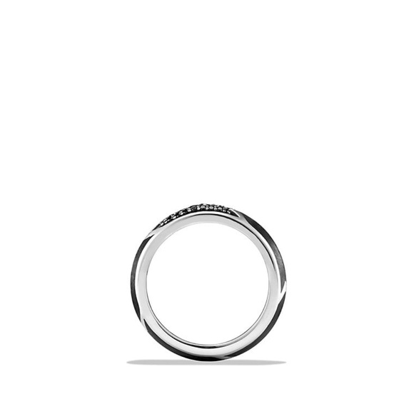 Forged Carbon Band Ring with Black Diamonds - Picture 2 of 8